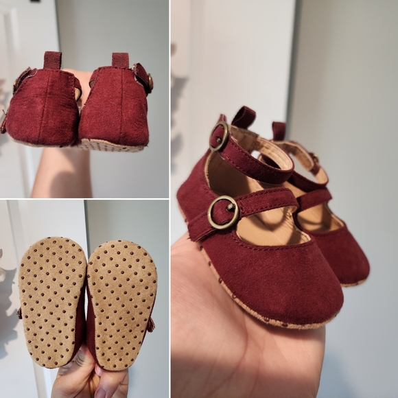 Old Navy Other - Old Navy 0-3m Baby Girl Shoes - Burgundy/Maroon